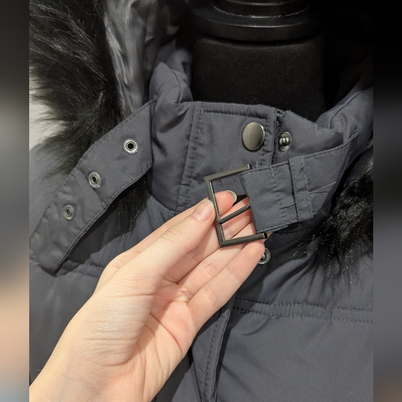 Maralyn & Me Women's Gray Puffer Coat with Faux Fur Trim Size Small - Picture 4 of 17